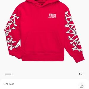AMIRI Kids Red Sweatshirt with Bone Sleeve Design